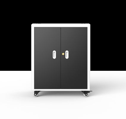 30 gniazdek prądu przenośnego, szafka ładowania laptopa z wentylatorami chłodzącymi, otwory wentylacyjne i koła medyczne niemieckie