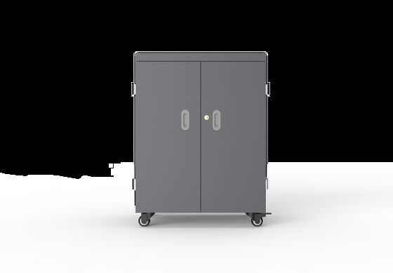 Szafka do przechowywania tabletów z 54 portami USB, wykonana z blachy ocynkowanej i systemem zabezpieczeń 8S